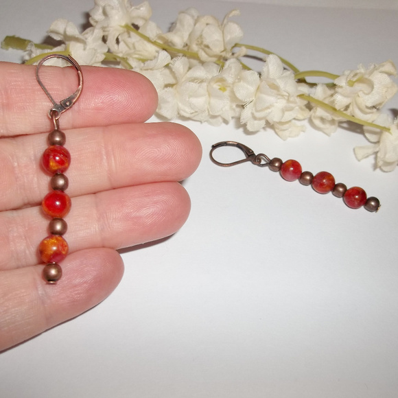 Red & Orange Boho Beaded Earrings Set Fashion Accessory Jewelry Pair NWT 5099 - Picture 6 of 8